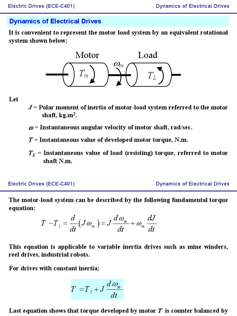 Dynamics of Electrical Drives PDF Electric Motor Torque