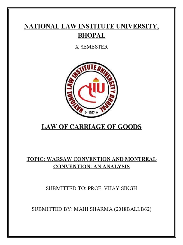 Law of Carriage PDF Legal Liability Justice
