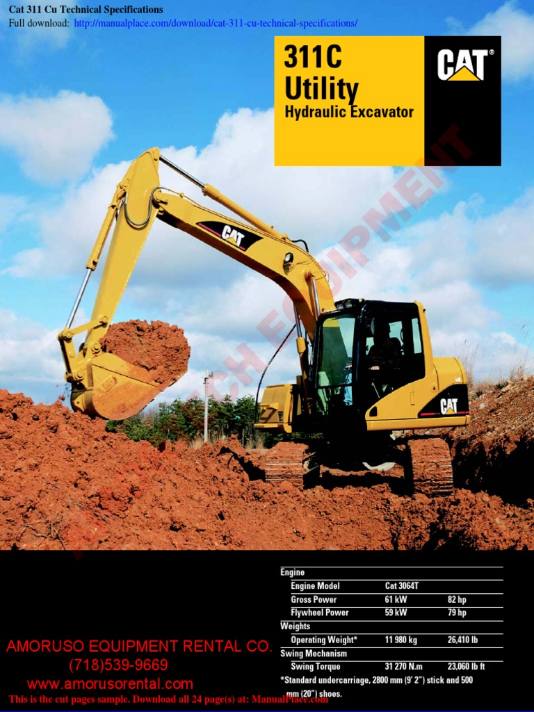 CATERPILLAR 油圧ショベル 311 311CU 部品カタログ Cat 311 Cu Technical Specifications | PDF | Horsepower | Engines