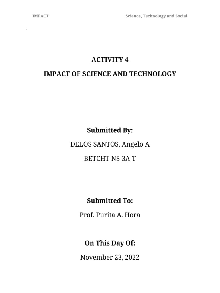 Impact of Science and Technology | PDF