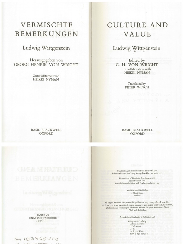 Ludwig Wittgenstein - Culture and Value | PDF