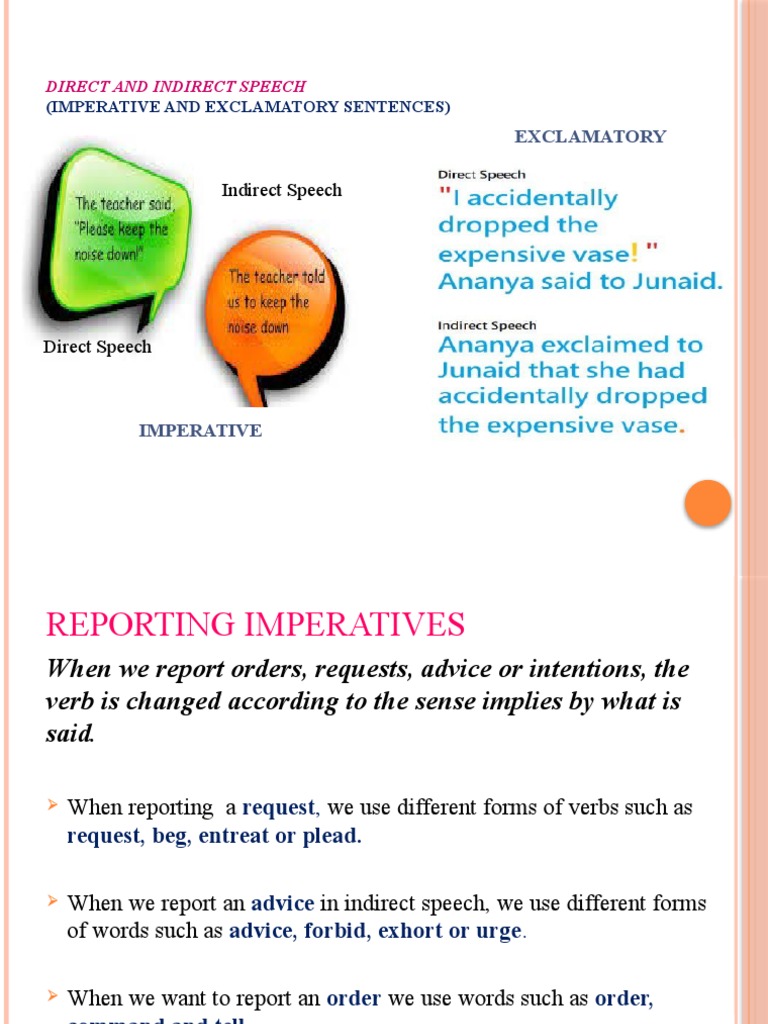 DIrect and Indirect Speech (Imperative & Exclamatory) | PDF