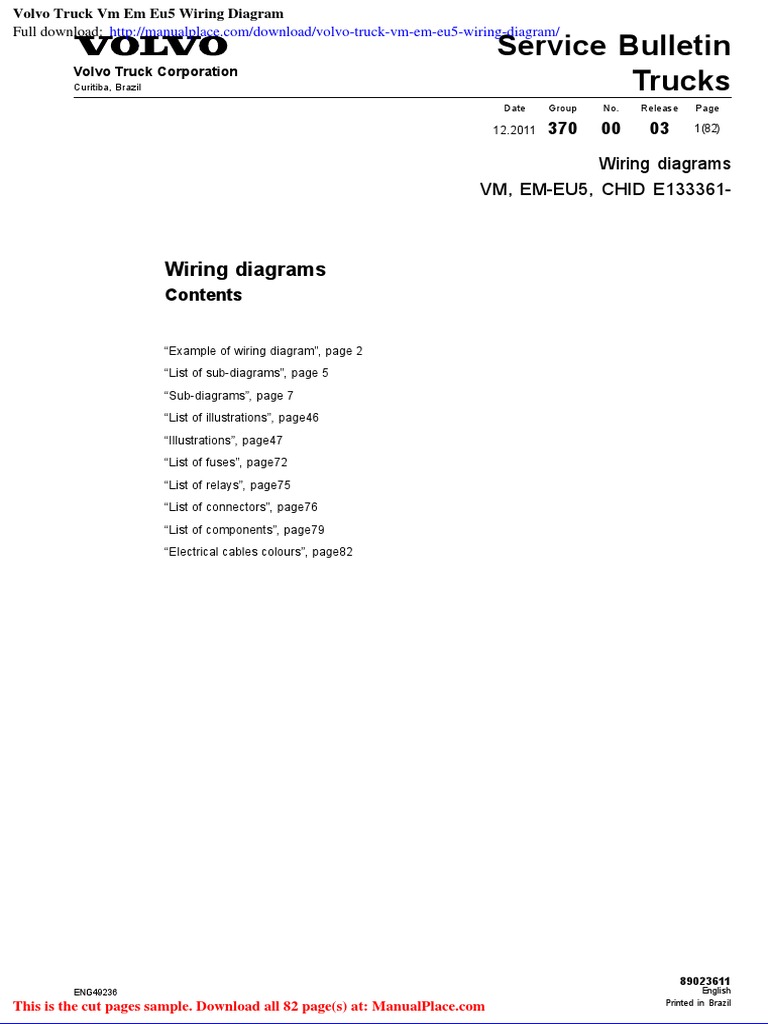 Volvo Truck VM em Eu5 Wiring Diagram | Download Free PDF | Electrical