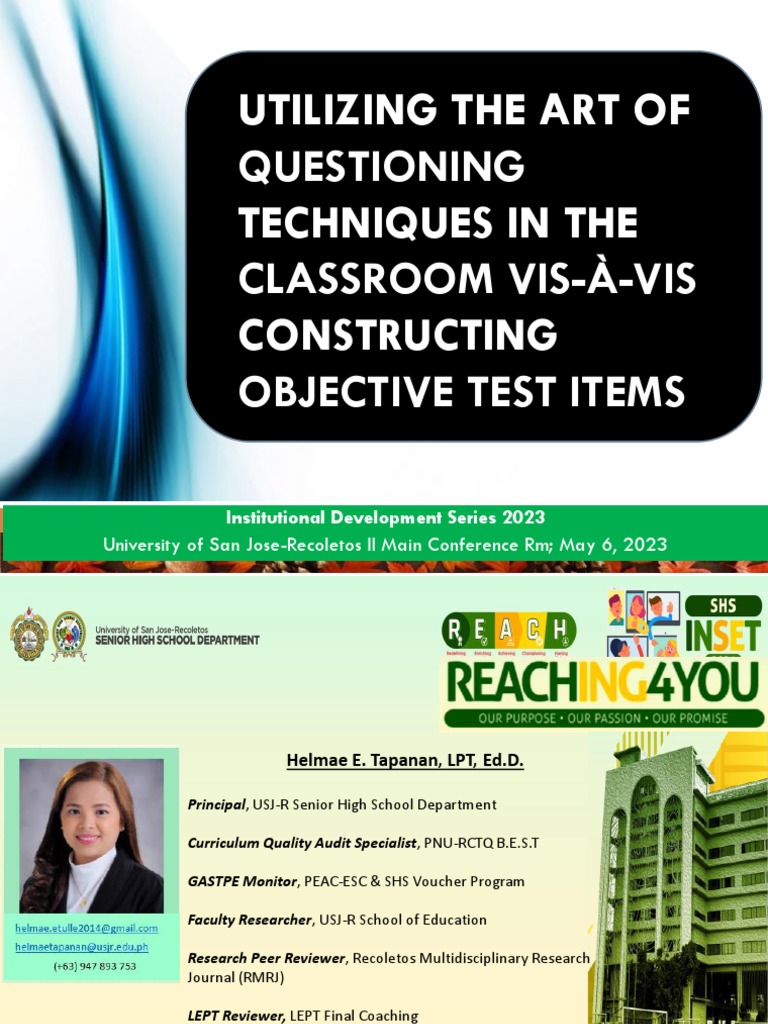 Ids 2023 utilization of art of questioning and objective test