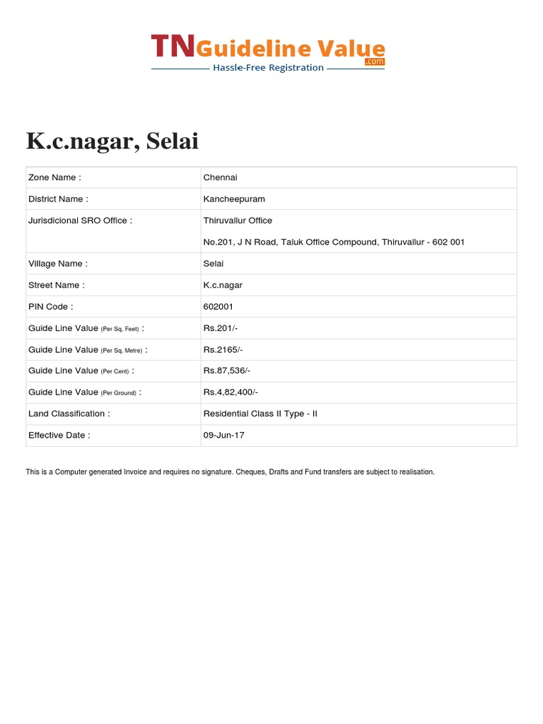 TN Guideline Value Com Truecopy Selai K.c.nagar PDF