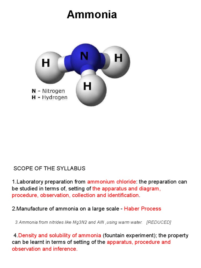 Ammonia: Preparation and Uses | PDF | Ammonia | Chlorine, image size:768x1024