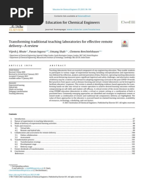 Transforming traditional teaching laboratories for effective remote delivery—A review