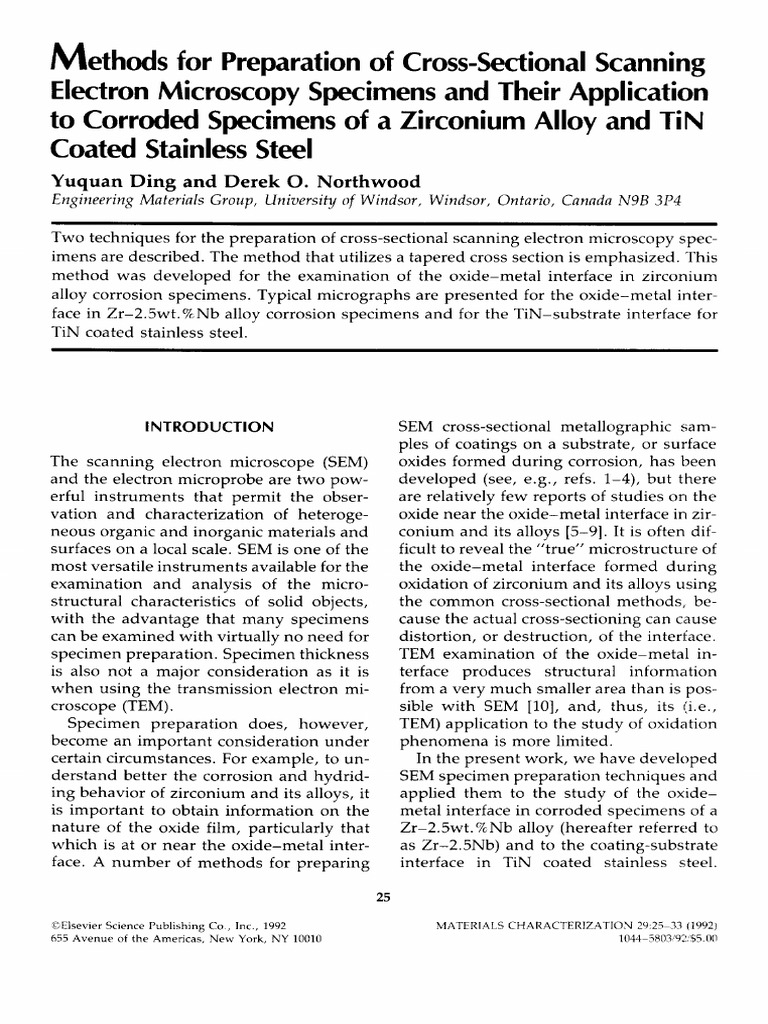 SEM Specimen Prep for Zirconium Alloys | PDF | Scanning Electron ...