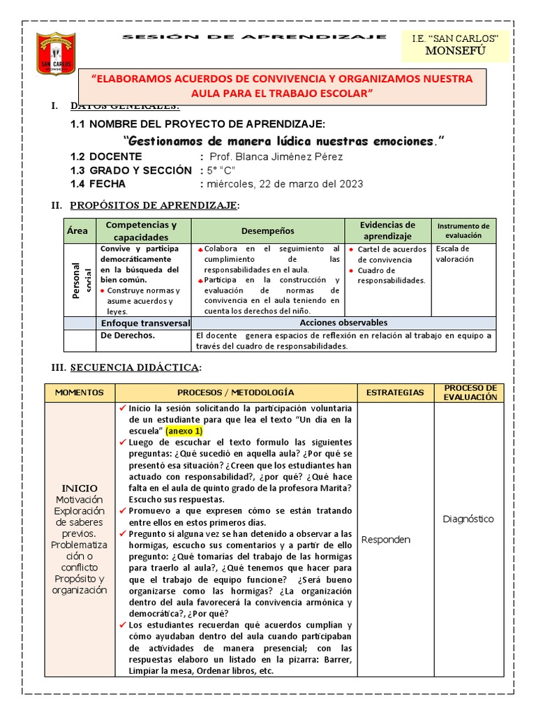 Acuerdos de Convivencia en el Aula | PDF | Crecimiento personal y ...
