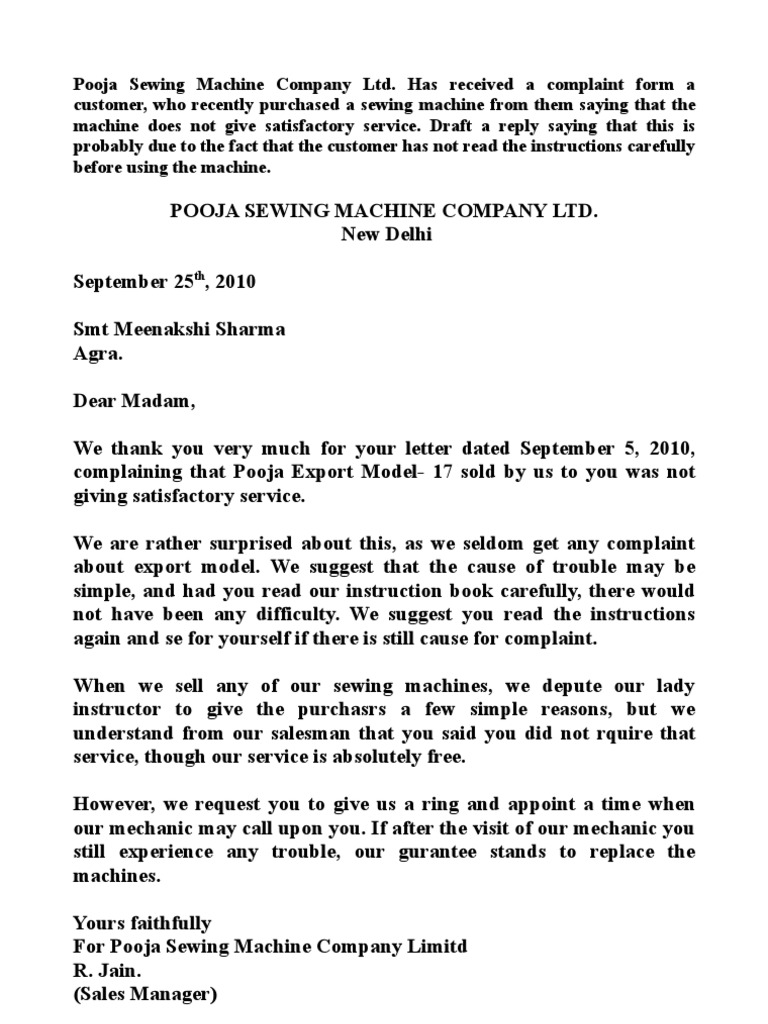 Adjustment letter for wrong delivery picture