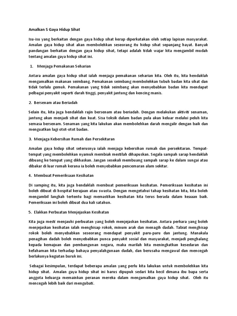 Amalan Gaya Hidup Sihat | PDF