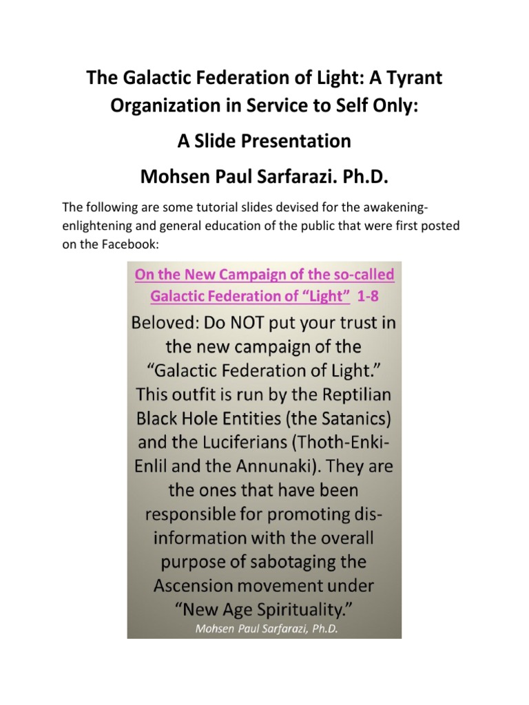 The Galactic Federation of Light A Tyran | PDF