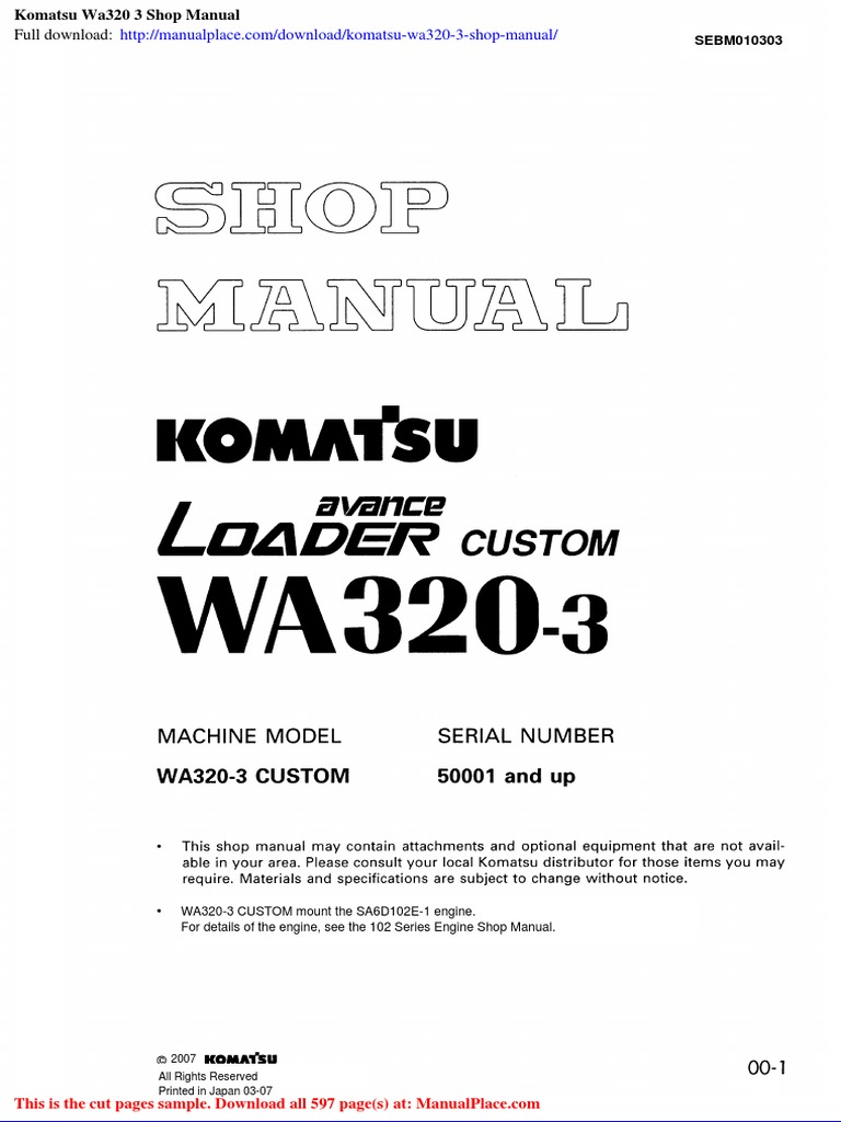 KOMATSU WA320 SPECS PDF visual data 2