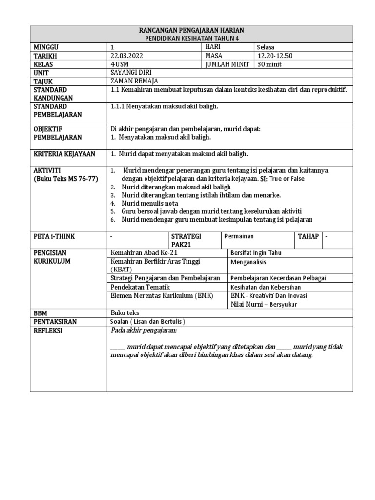 RPH PK 1 T4 Um | PDF