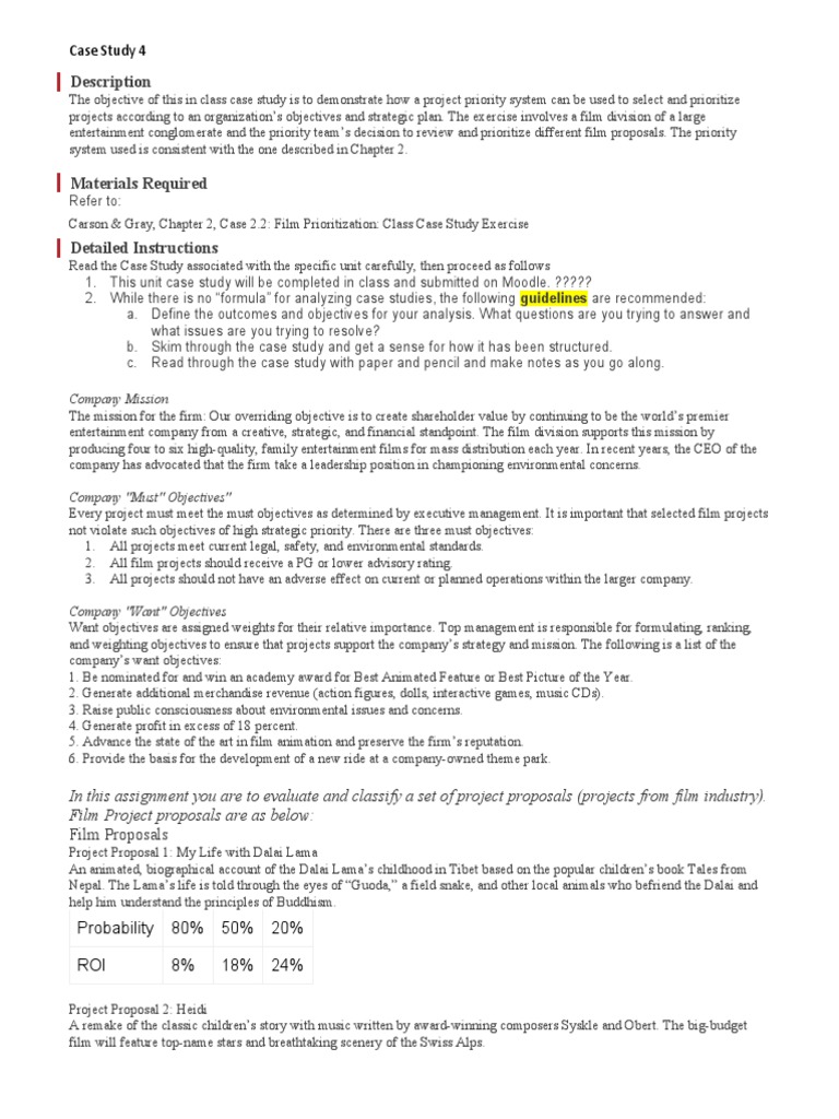 Film Project Prioritization Case Study | PDF | Business