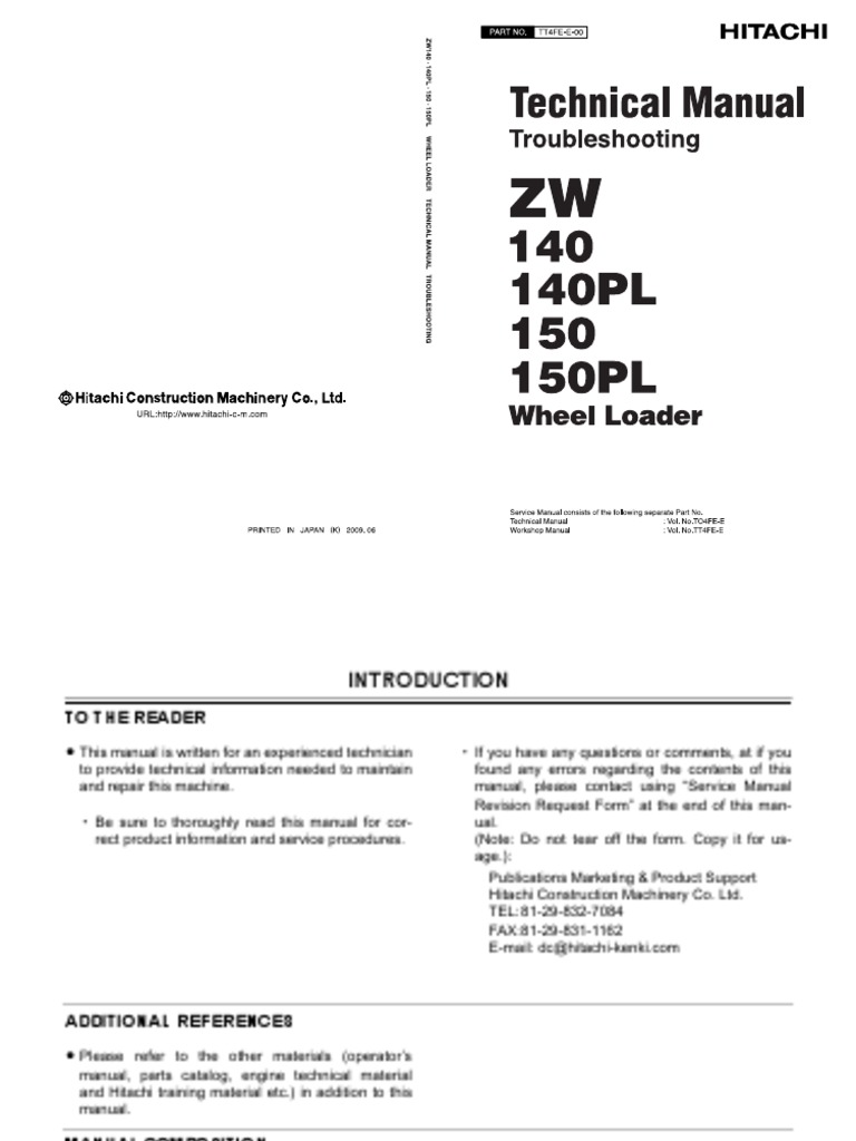 Hitachi ZW150 Technical Manual Overview | PDF