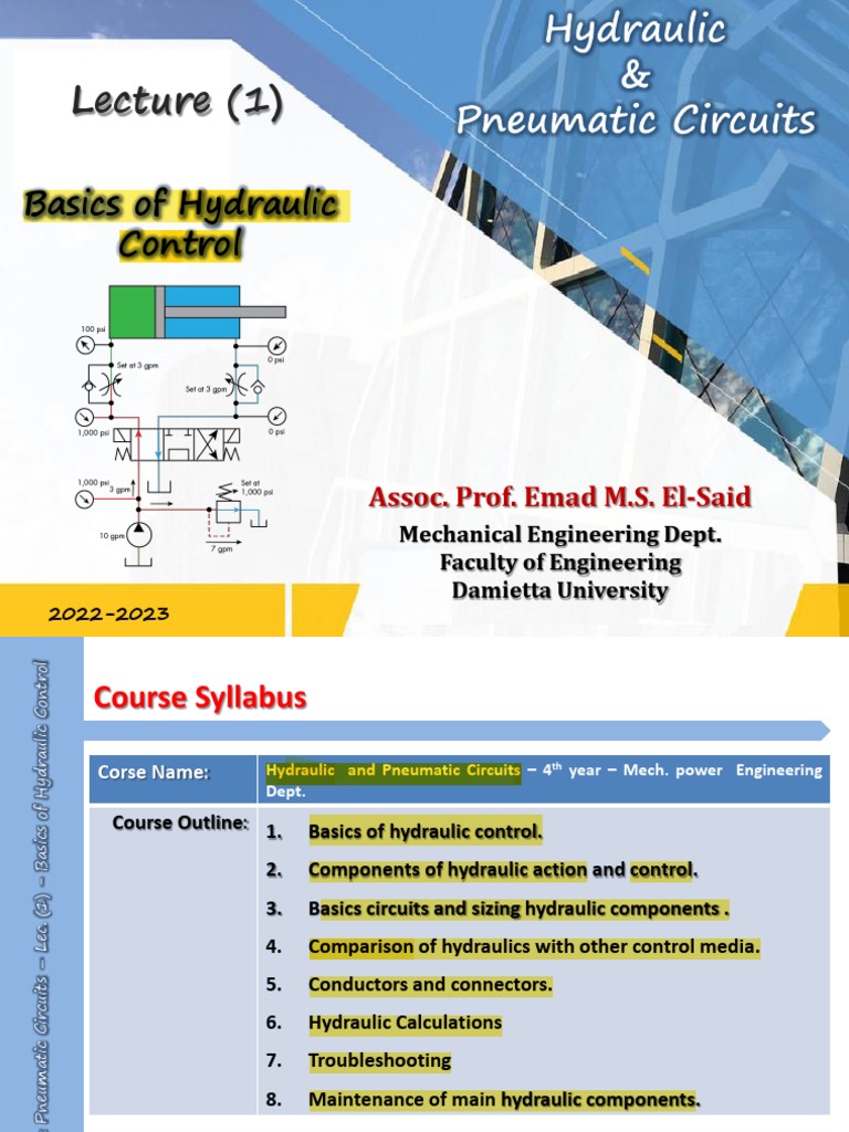 Lec01Basics of Hydraulic Control PDF