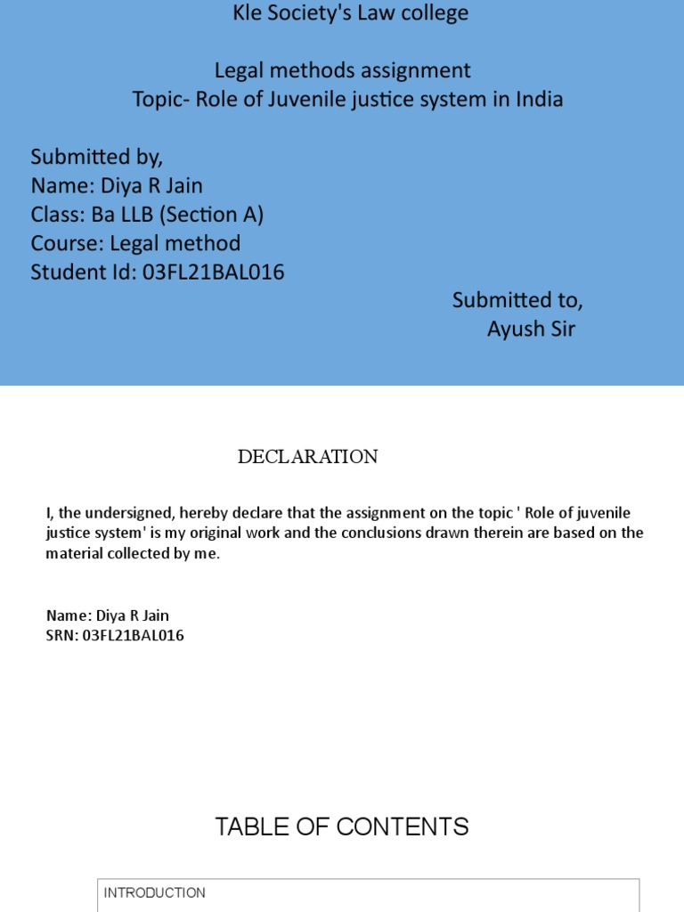 Role of Juvenile Justice in India | PDF | Juvenile Delinquency ...
