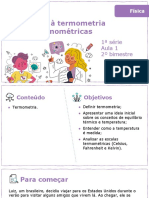 Aula 1 Introdução À Termometria Escalas Termométricas