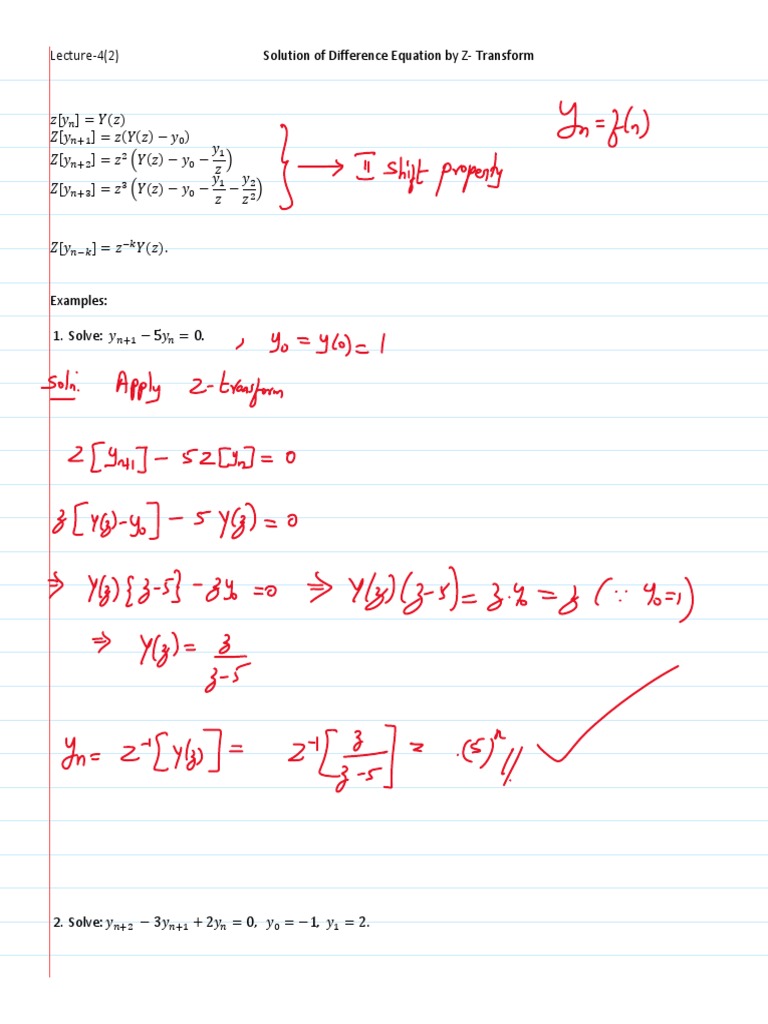 Solution of difference equation by z transform pdf