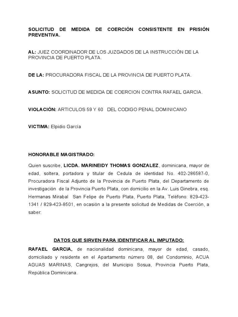 Solicitud de Medida de Coercion | PDF