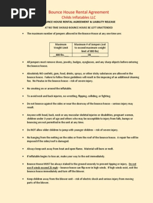 bounce house rental agreement