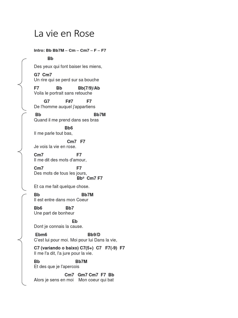 La Vie en Rose Cifra PDF