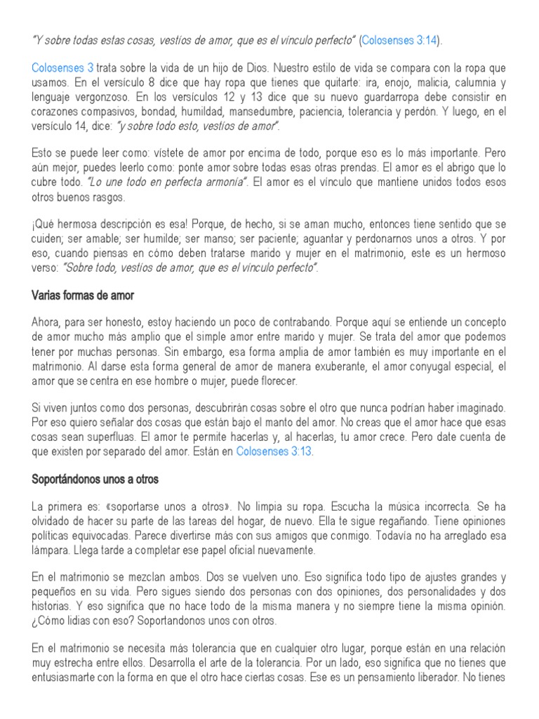 Amor y tolerancia en el matrimonio | PDF | Amor | Perdón