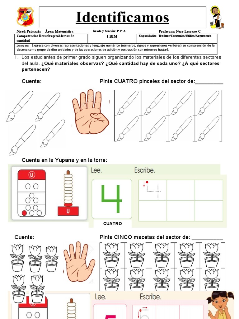 Identificamos y Contamos Hasta 6 Cantidades | PDF