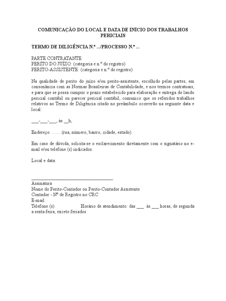 Comunicação de Data e Local de Perícia | PDF | Finanças e Administração ...