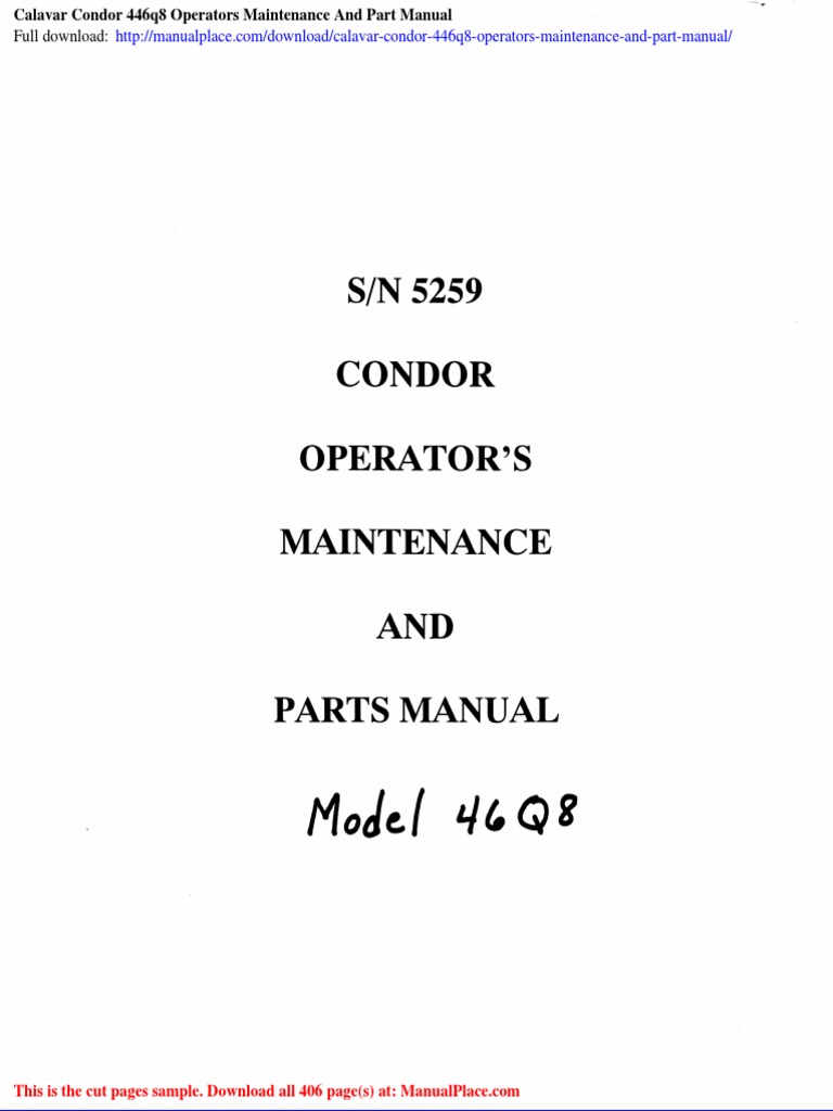 Calavar Condor 446q8 Maintenance Manual | PDF | Motor Oil | Screw