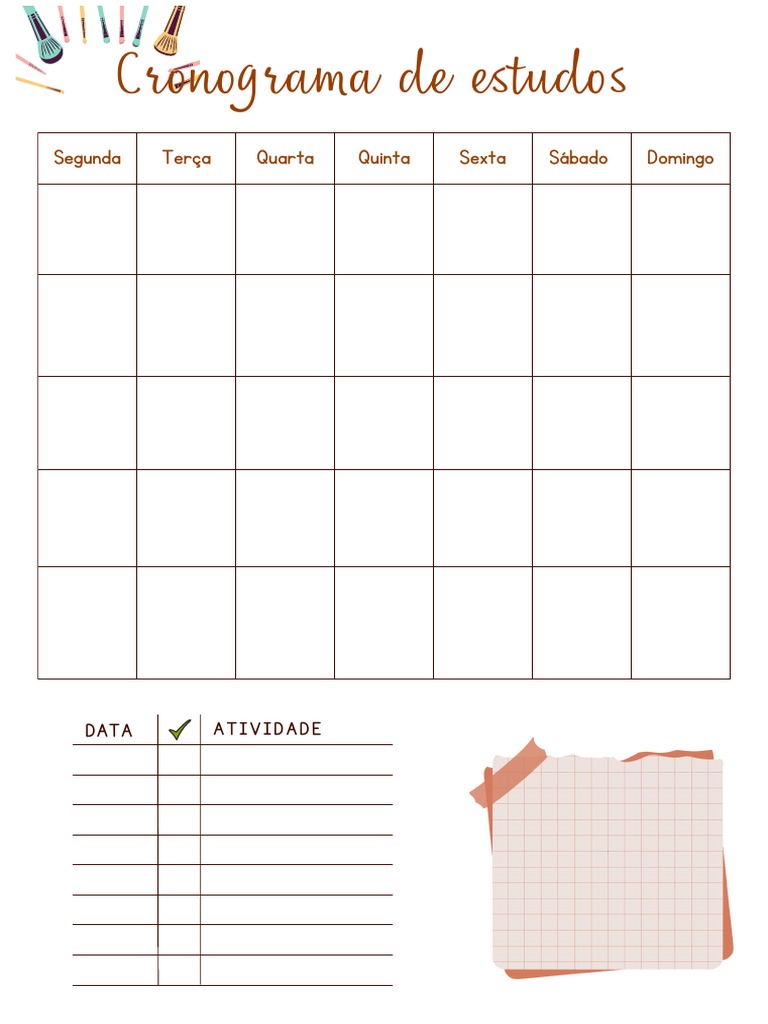 Cronograma Semanal de Estudos | PDF