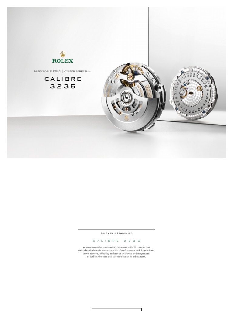 Rolex Calibre 3235: Innovation in Movement | PDF | Horology | Machines
