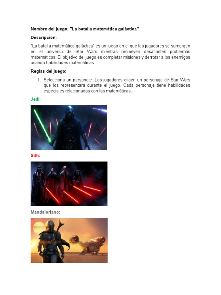 Batalla Matemática en Star Wars | PDF | Darth Vader | Guerra de las ...