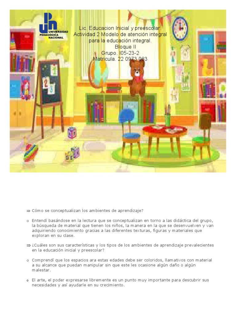 Ambientes de Aprendizaje en Preescolar | PDF