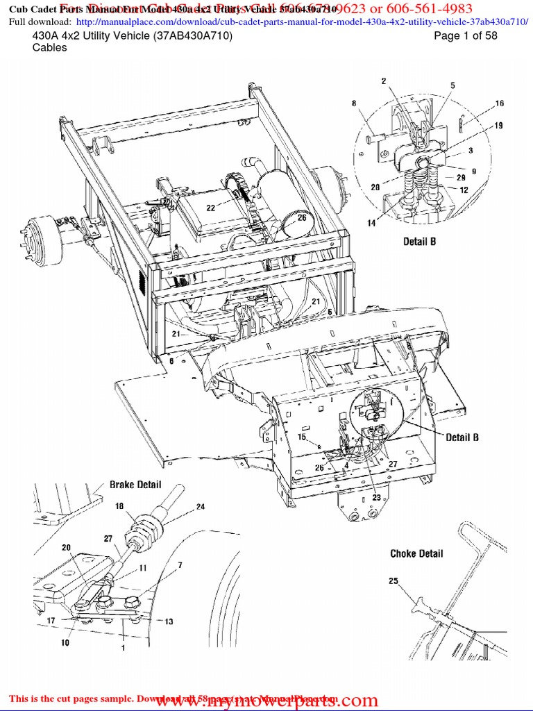 Cub Cadet Parts Manual For Model 430a 4x2 Utility Vehicle 37ab430a710