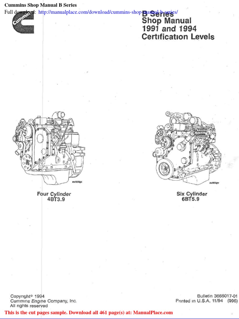 Cummins Shop Manual B Series PDF