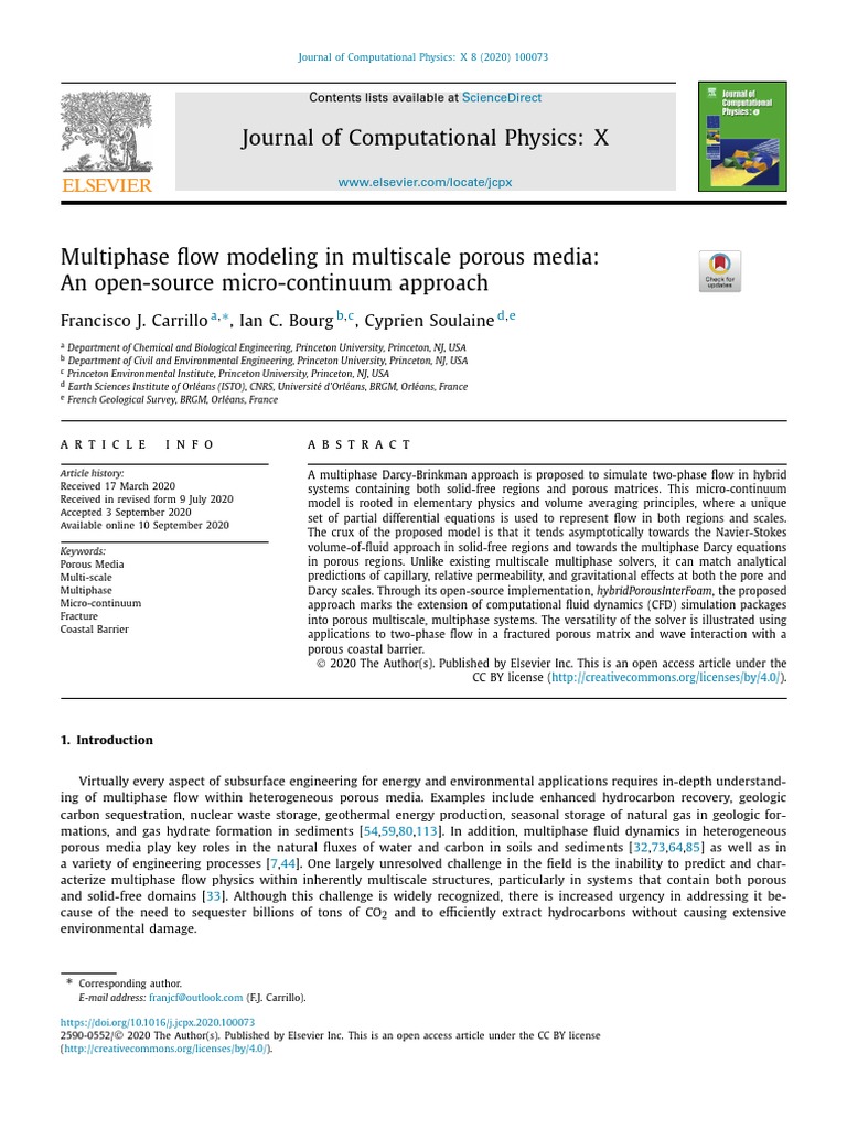 Multiphase Flow Modeling in Porous Media | PDF | Navier–Stokes ...