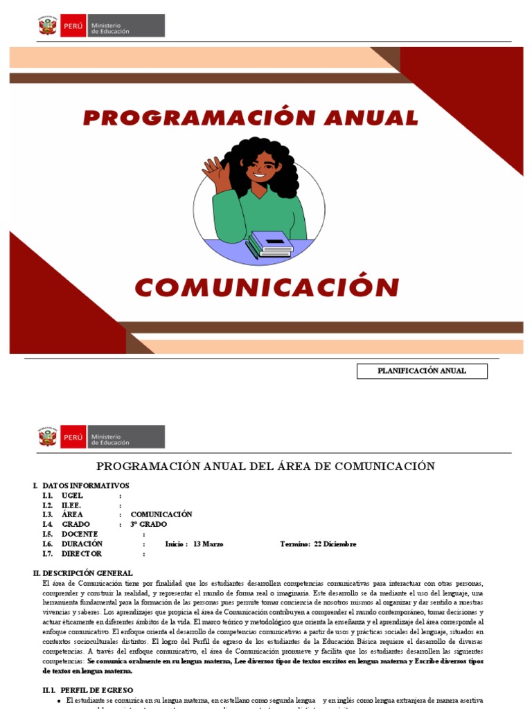 Planificación Anual Comunicación 2023 | PDF | Evaluación | Aprendizaje