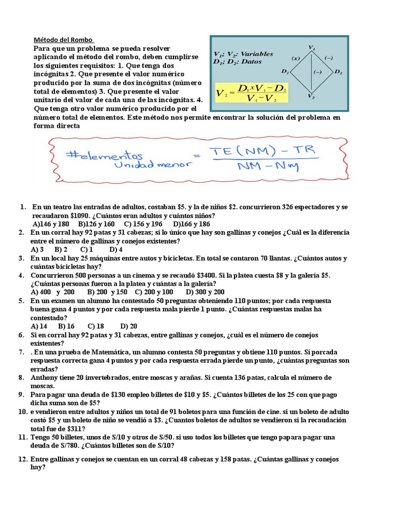 Ejercicios del Método del Rombo | PDF