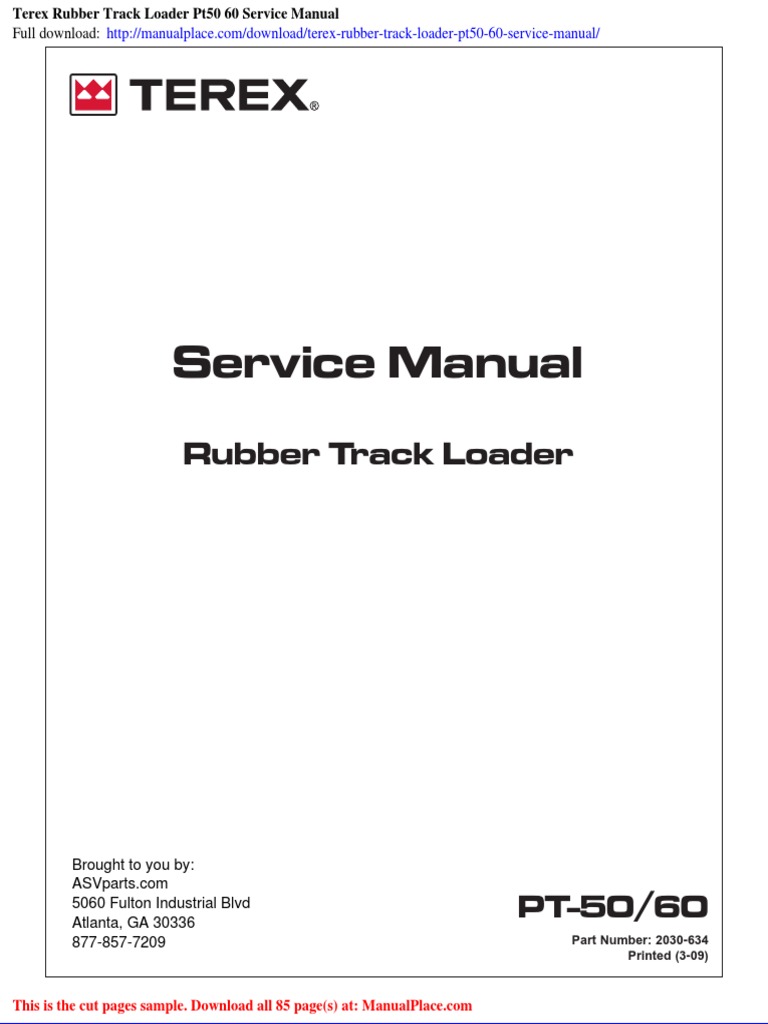 Terex Rubber Track Loader Pt50 60 Service Manual | PDF | Pump ...