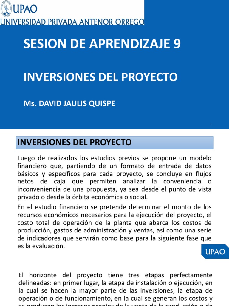 Sesión 09 Inversiones Del Proyecto | PDF | Costo | Capital de trabajo