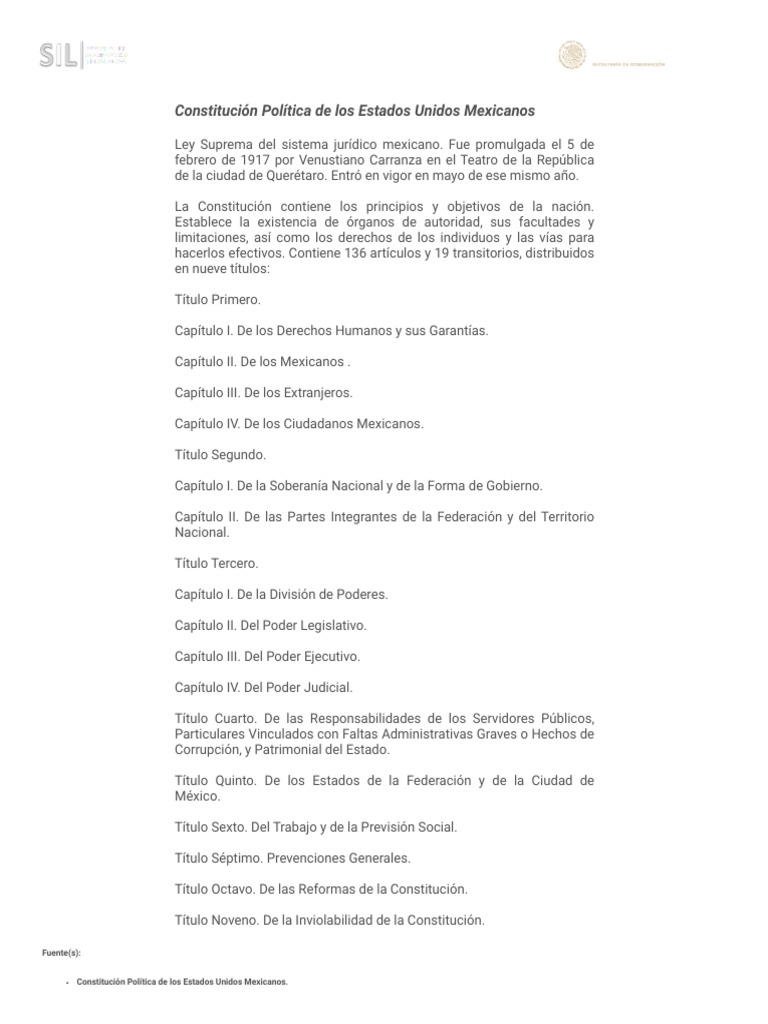 Constitución Política de los Estados Unidos Mexicanos | PDF ...