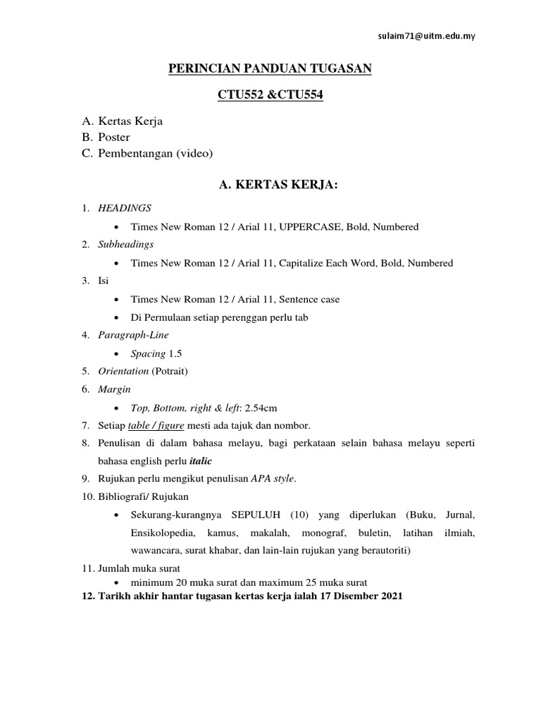 Perincian Panduan Tugasan | PDF