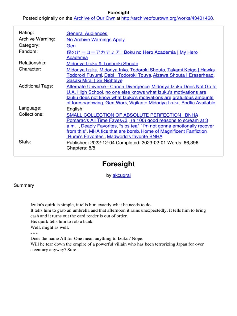 Izuku's Foresight Quirk Unleashed | PDF | Mystery, Thriller & Crime ...