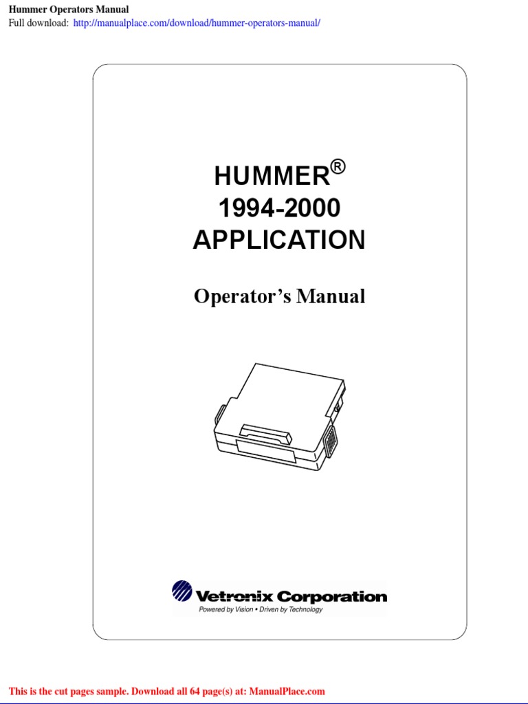 Hummer Operators Manual | PDF