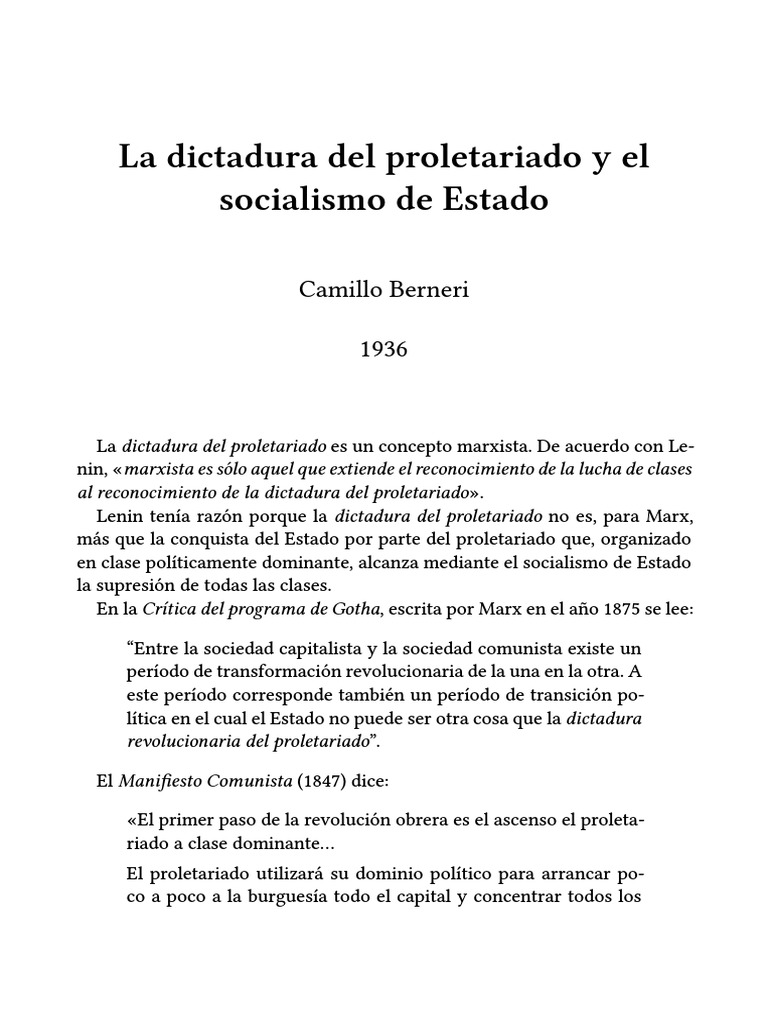 Dictadura del proletariado y socialismo | PDF | marxismo | Comunismo