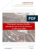 PRINCIPALES MESURES FISCALES INTRODUITES PAR LA LOI DE FINANCES RECTIFICATIVE 2020