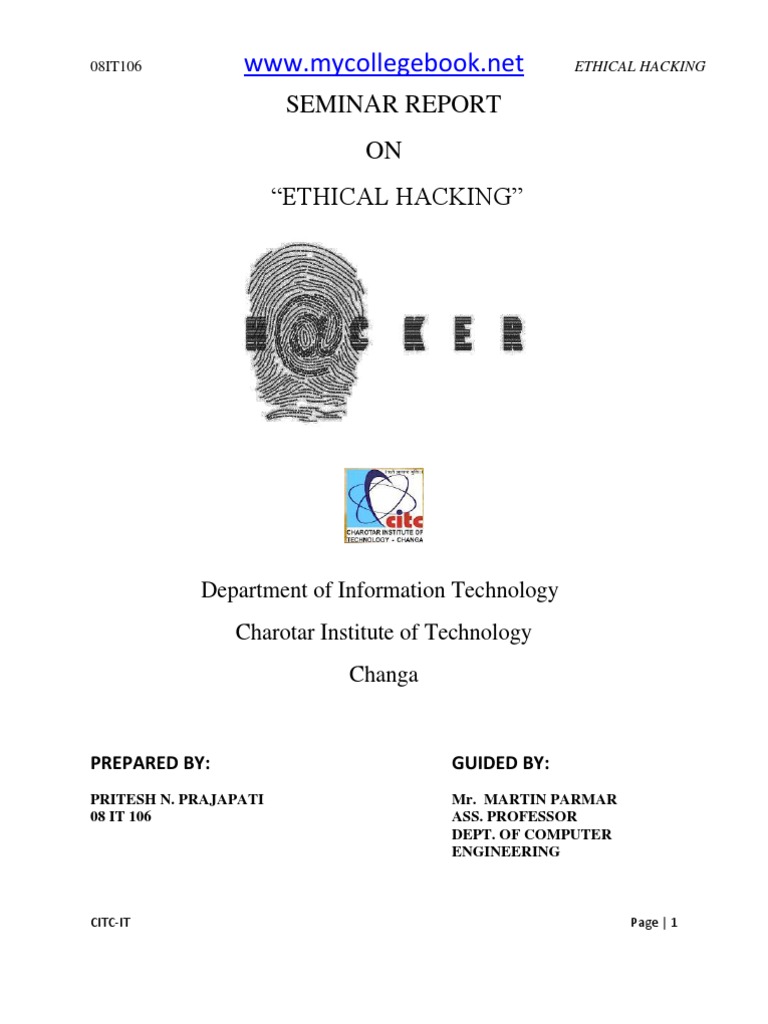 Ethical Hacking Seminar Report | PDF | Security Hacker | White Hat ...
