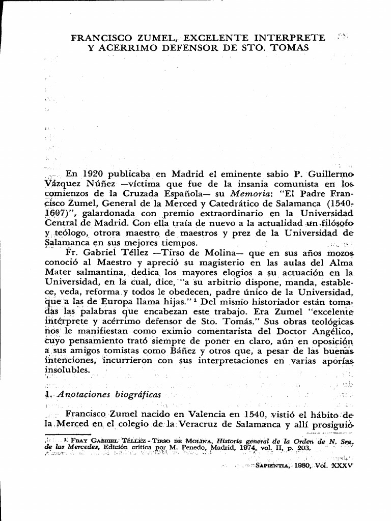 Francisco Zumel Excelente Intérprete PDF Gracia divina Tomás de